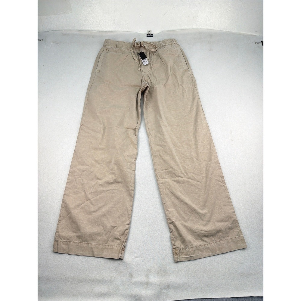 James Perse Cotton Linen Stretch Poplin Drawstring Pants Stone Beige Size 1 NEW